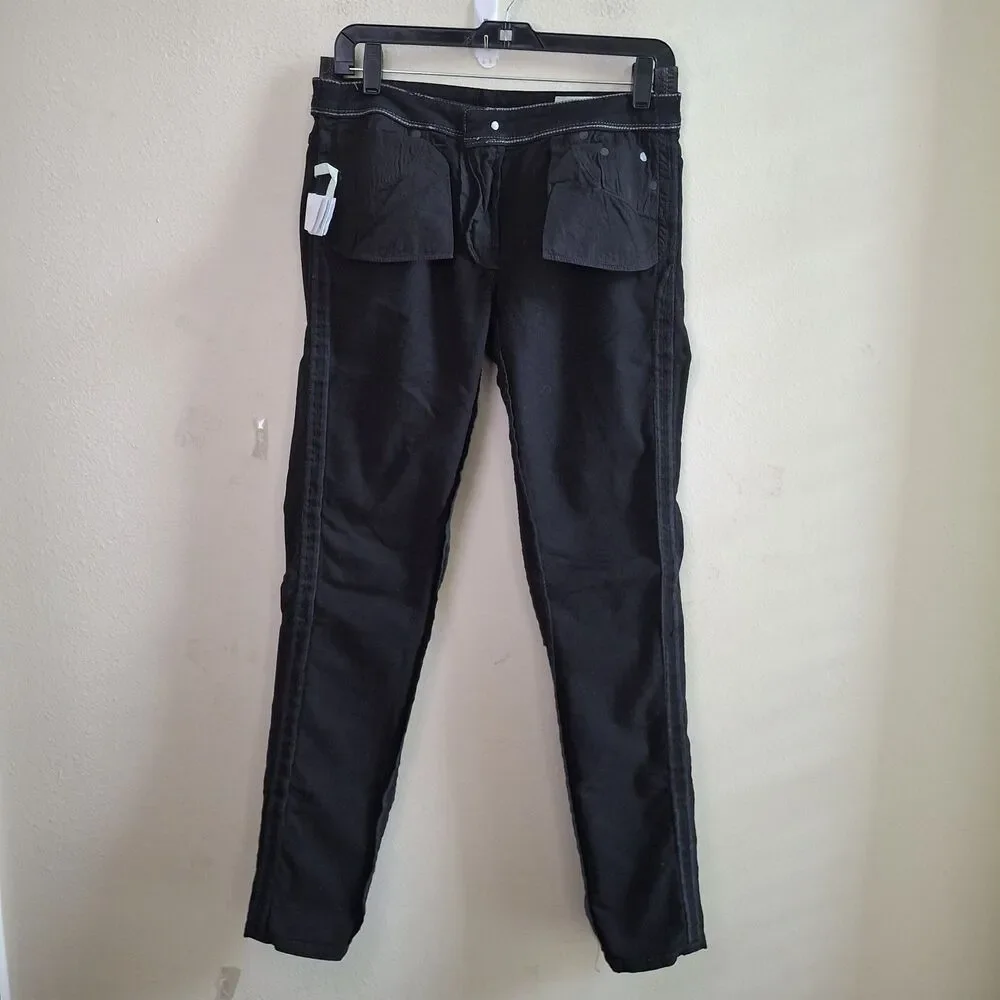 Off White Virgil Abloh Black Denim Slim Fit Jeans 28 Logo Tape Side Stripe ITALY
